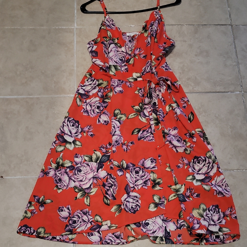 Monteau Orange Midi Sundress Sleeveless Spaghetti Strap